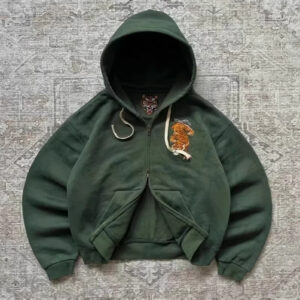 American-Style Tiger Embroidery Classic Zipper Sweatshirt 2026 New Spring/Summer Loose Street Style Loose Top