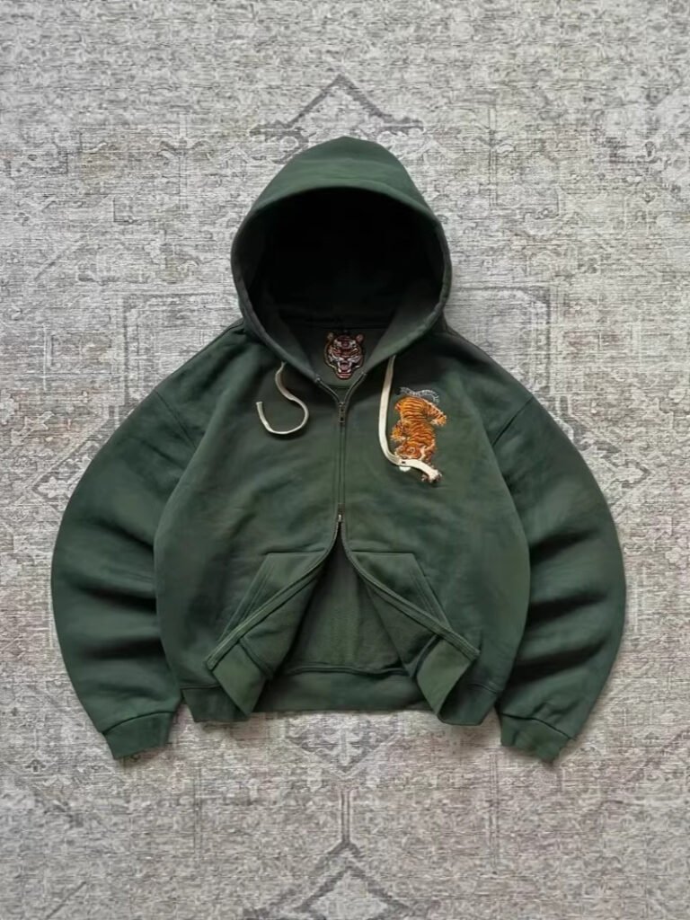 American-Style Tiger Embroidery Classic Zipper Sweatshirt 2026 New Spring/Summer Loose Street Style Loose Top
